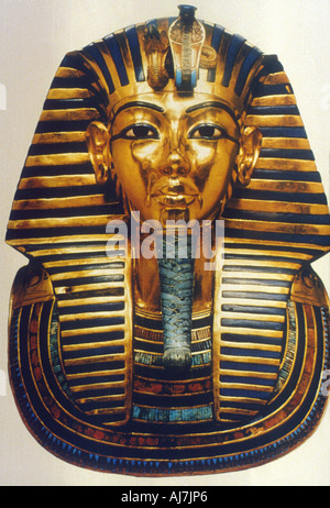 Maschera Funeraria di Tutankhamon, antico faraone egiziano, c1325 BC. Artista: Anon Foto Stock