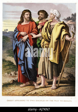 Cristo che appaiono ai due discepoli sulla strada di Emmaeus, c1860. Artista: Kronheim & Co Foto Stock