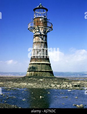 Victorian in ferro battuto whiteford lighthouse point Penisola di Gower glamorgan South wales uk Foto Stock