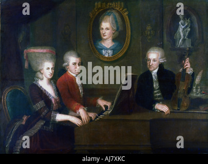 "La famiglia di Mozart", 1780-1781. Artista: Johann Nepomuk della Croce Foto Stock