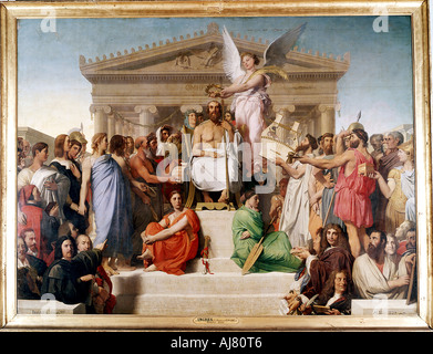 "L'Apoteosi di Omero", 1827. Artista: Jean-Auguste-Dominique Ingres Foto Stock