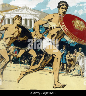 Giochi Olimpici antichi: la staffetta, 1922. Artista: sconosciuto Foto Stock