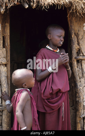 Bambini Maasai, Tanzania Foto Stock