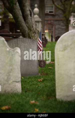 1700 lapidi nella chiesa di San Paolo nel cimitero di fronte al Ground Zero sito New York NY Foto Stock