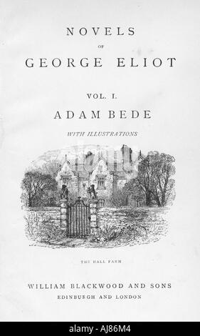 Titolo pagina di Adam Bede da George Eliot, c1885. Artista: William piccola Foto Stock