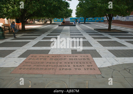 Parco di benvenuto una volta che il tetto in ardesia casa di William Penn e Pennsylvania s sede del governo Foto Stock