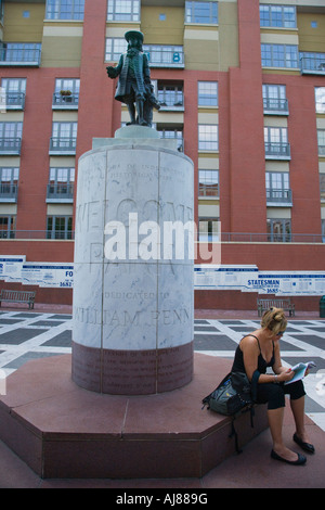 Parco di benvenuto una volta che il tetto in ardesia casa di William Penn e Pennsylvania s sede del governo Foto Stock