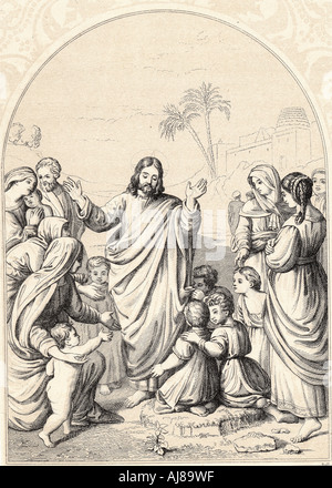 Cristo benedicente i figlioli, c1880. Artista: sconosciuto Foto Stock