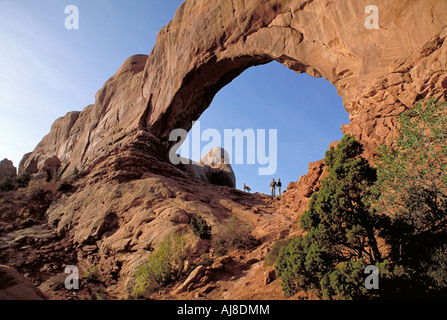 Elk224 4420 Utah Arches NP sezione Windows Finestra Sud arco naturale Foto Stock