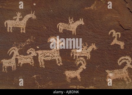 Elk224 4514] Utah Arches NP petroglifi indiani Wolfe Ranch Foto Stock