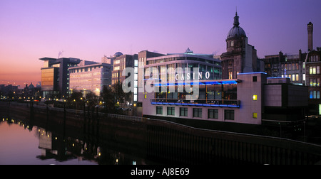Glasgow casinò sul lungomare di sera tardi inverno shot Foto Stock