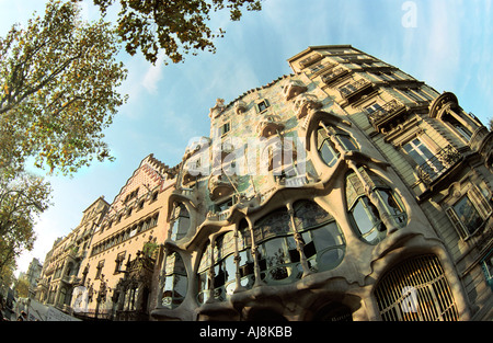 Casa Batllo, Casa Amatller e Casa Lleó i Morera, blocco di discordia in Barcellona Spagna Foto Stock