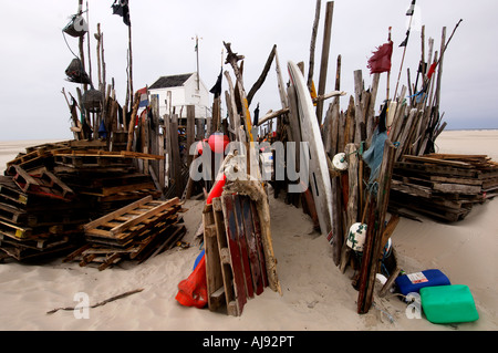 Vlieland il beachcombers cabina sulla Vliehors Foto Stock