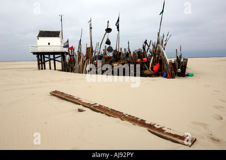 Vlieland il beachcombers cabina sulla Vliehors Foto Stock