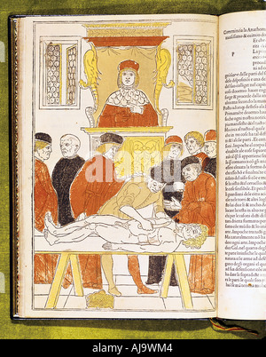 Lezioni di anatomia a Padova, Italia, 1483. Artista: sconosciuto Foto Stock