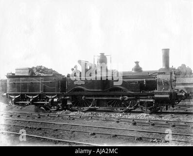 London & South Western Railway (LSWR) motrice n. 5 " Ganimede' e gara, c1873. Artista: sconosciuto Foto Stock