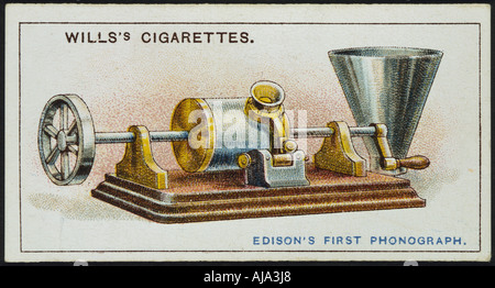 Thomas Alva Edison il primo fonografo, 1878 (1915). Artista: sconosciuto Foto Stock