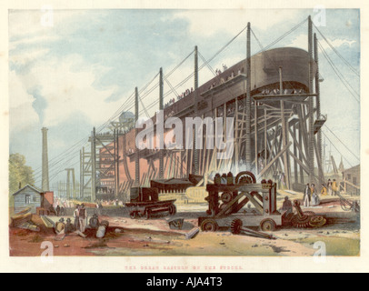 'Grande orientale' sulle scorte al Millwall sul Tamigi, 1857. Artista: sconosciuto Foto Stock