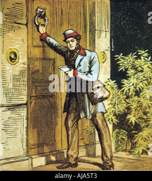 "C'è il postino di bussare!", 1867. Artista: Anon Foto Stock