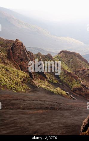 Valle del Bove sulle pendici meridionali del Monte Etna Foto Stock