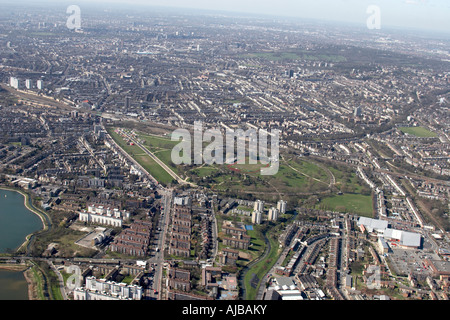 Vista aerea a sud-ovest di alloggiamento suburbana di Finsbury Park Holloway Tufnell Park Stroud Green Highgate e Crouch fine London N4 N Foto Stock