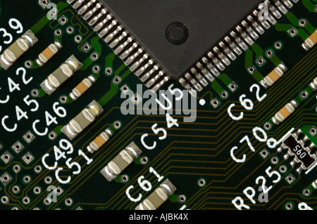 Chiusura del circuito integrato del computer Foto Stock
