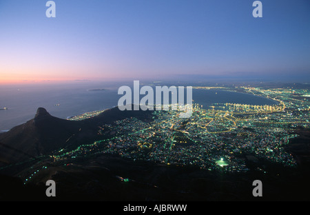 Vista aerea del Cape Town City Bowl Foto Stock