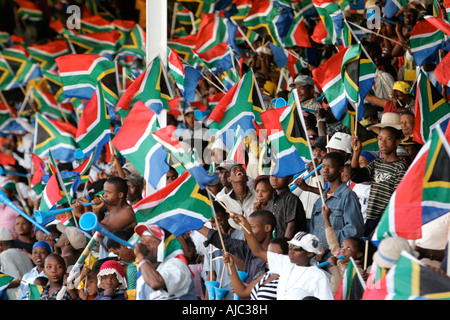 South African soccer fans - folla Shot Foto Stock