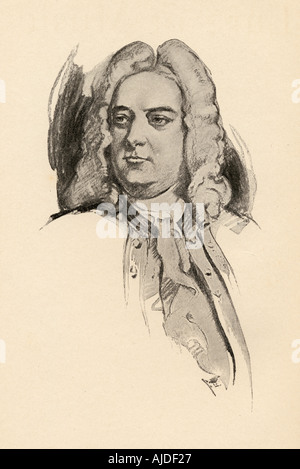 George Frideric (o Frederick) Handel, 1685 - 1759. Il tedesco nato il compositore inglese di stile tardo barocco. Foto Stock