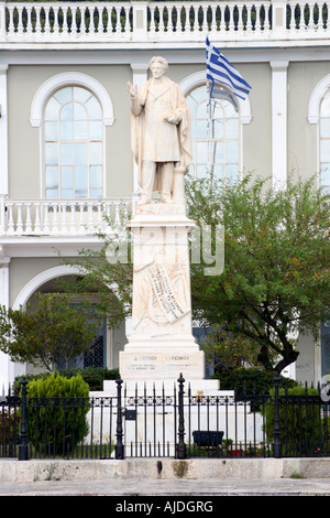 La Statua di Dionisios Solomos, Zante, Grecia. Foto Stock