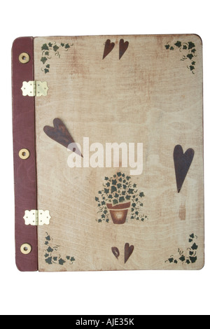 Vintage guestbook isolato su bianco con tracciato di ritaglio Foto Stock