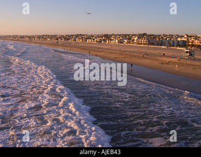 California Hermosa Beach vista da Hermosa Pier a nord verso Manhattan Beach Foto Stock
