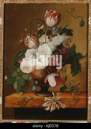 I tulipani CAPRIFOGLIO PAEONIES e Rose in un urna da Jan Frans Van Dael 1764 1840 a Blickling Hall Norfolk Foto Stock