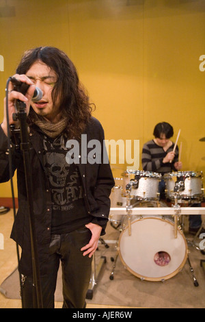 Rock band in prova Foto Stock