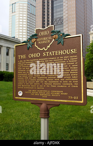 Ohio Statehouse informazioni storiche segno Columbus OH Foto Stock