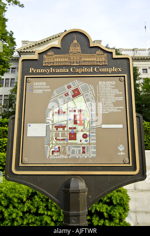 Mappa di State Capitol Building complesso ad Harrisburg Pennsylvania PA Foto Stock