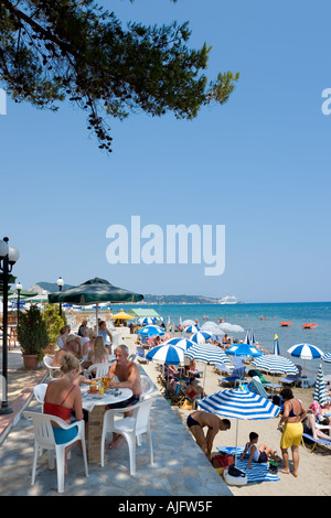 Beachfront Cafe, Argassi, Zante, Isole Ionie, Grecia Foto Stock