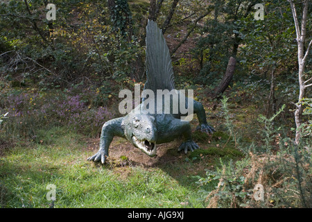 Modello di restauro di lifesize Dimetrodon un predatore estinto synapsid pelycosaur rettile periodo Permiano Dinasaur Park Francia Foto Stock