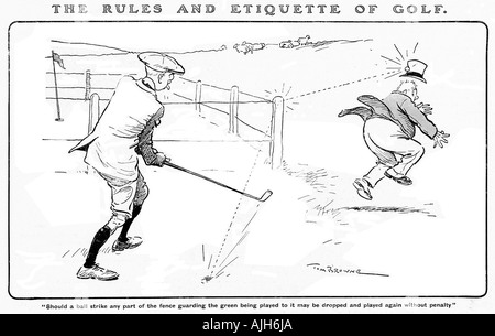 Tom regole Brownes Etiquette di Golf II 1907 se una sfera colpire qualsiasi parte della recinzione a guardia del verde Foto Stock