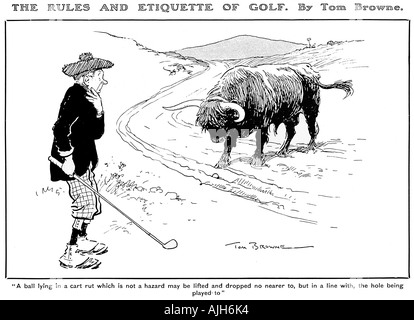 Tom regole Brownes Etiquette di Golf VIII 1906 una palla che giace in un carrello il solco può essere sollevato e lasciato cadere Foto Stock