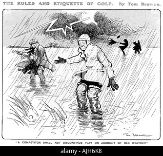 Tom regole Brownes Etiquette di Golf XI 1906 un concorrente non devono interrompere la riproduzione sul conto del cattivo tempo Foto Stock