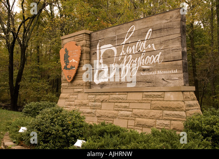 Lincoln Boyhood National Memorial segno Lincoln City NEGLI STATI UNITI Foto Stock