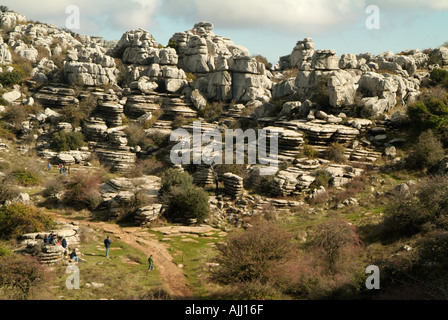Le formazioni rocciose, El Torcal, Spagna Foto Stock