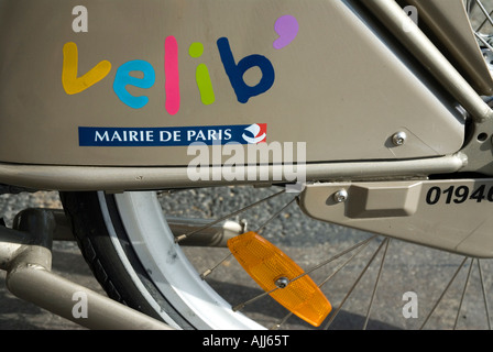 Velib libertà moto supportato da Mairie de Paris sindaco Francia Foto Stock