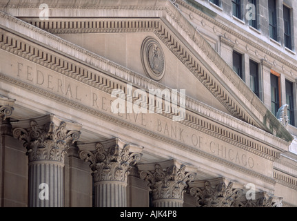 La facciata della Federal Reserve Bank di Chicago Foto Stock