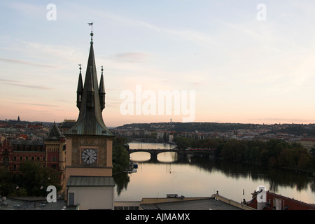 Vista dalla Torre del Ponte, Novotneho Lavka, Praga, Repubblica Ceca, Europa Foto Stock