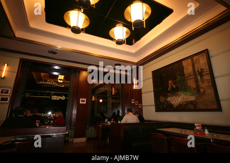 Ristorante Cafe, Slavia Praga Repubblica Ceca, Europa Foto Stock