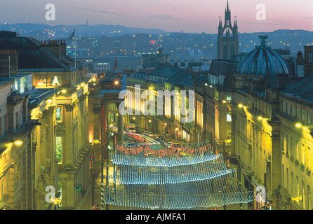 Le luci di Natale in Grey Street, Newcastle upon Tyne Foto Stock