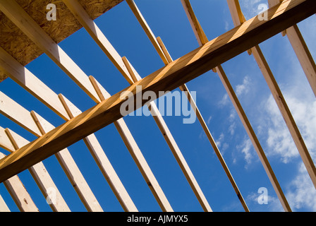 Tetto in legno travi di casa in costruzione Foto Stock