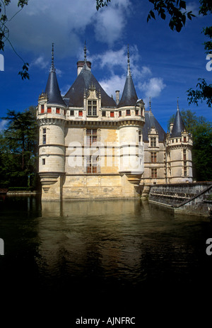 Chateau d'Azay-le-Rideau, Azay-Le-Rideau Chateau, città di Azay-Le-Rideau, Valle della Loira, Indre-et-Loire Reparto, Regione centrale, Francia, Europa Foto Stock
